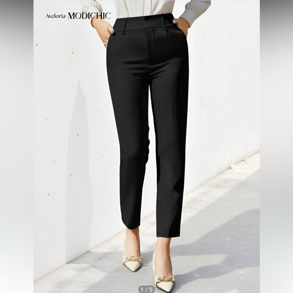 SHEIN Aveloria High Waisted Cropped Women’s Black Pants